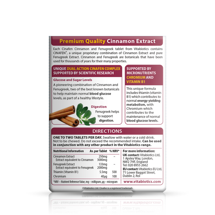 Vitabiotics Cinafen Cinnamon & Fenugreek 60 Tablets