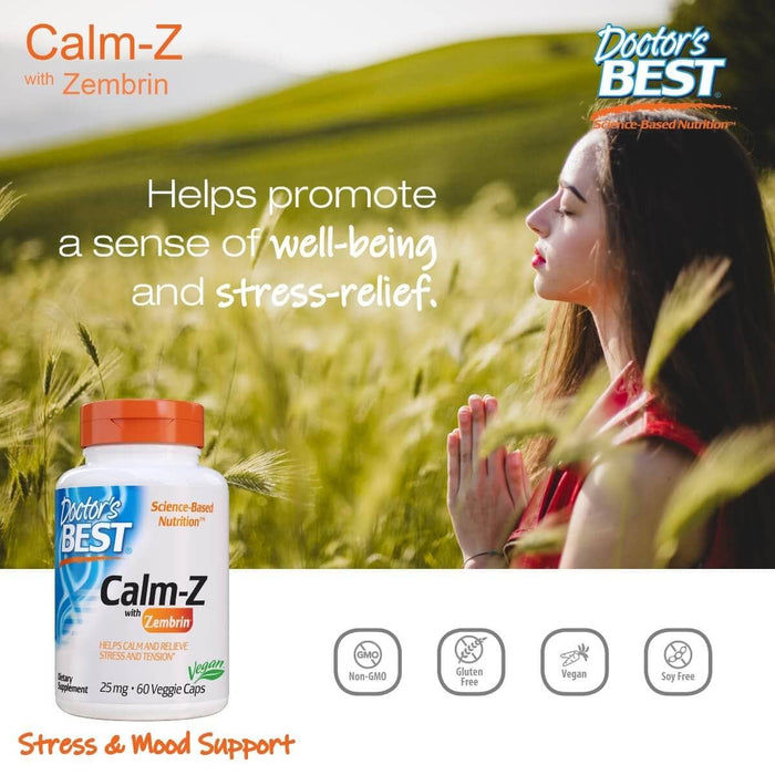 Doctor's Best Calm-Z with Zembrin 25 mg 60 Veggie Capsules | Premium Supplements at MYSUPPLEMENTSHOP