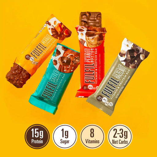 Fulfil Vitamin and Protein Bar (15 x 40g Bars) 20g High Protein, 9 Vitamins, Low Sugar - Protein Bar at MySupplementShop by Fulfil