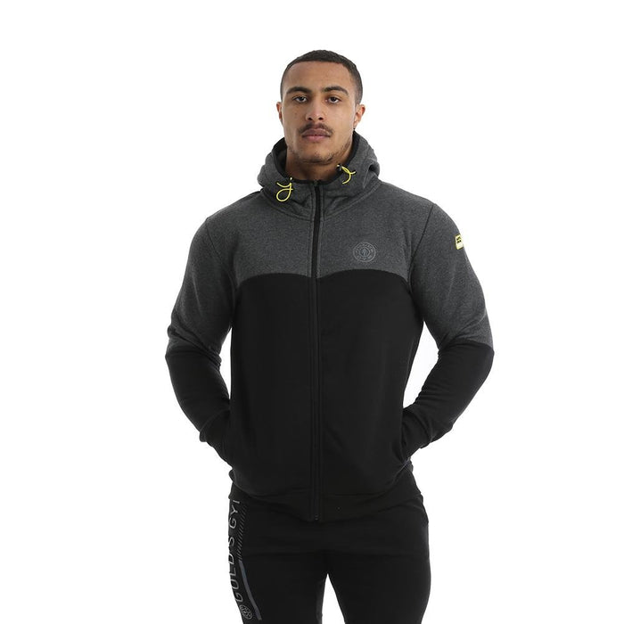 Golds Gym Full Zip Hooded Sweater - Black/Charcoal - Large - Hooded Sweater at MySupplementShop by Gold's Gym