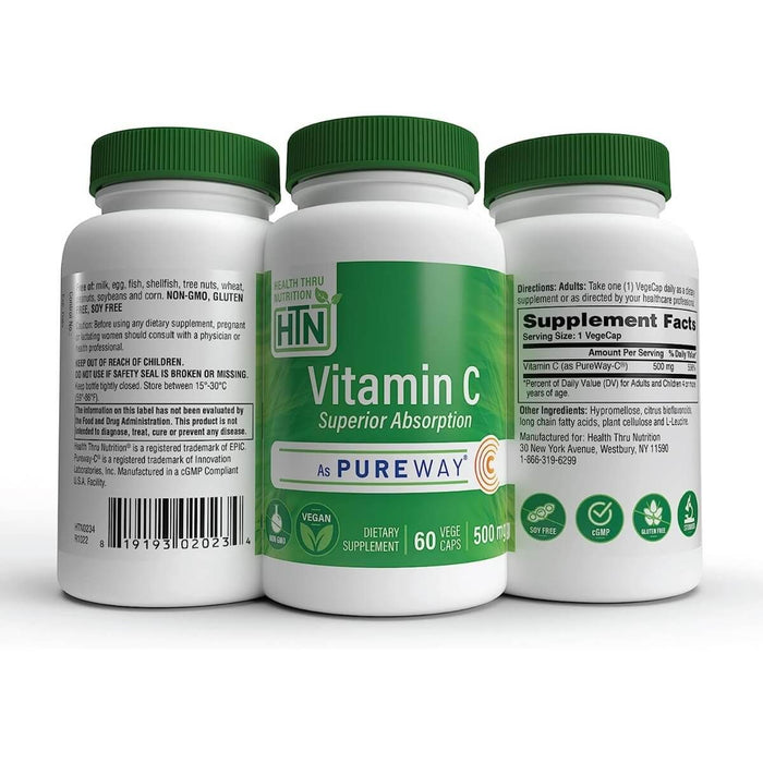 Health Thru Nutrition Vitamin C 500mg 60 Veggie Capsules | Premium Supplements at MYSUPPLEMENTSHOP