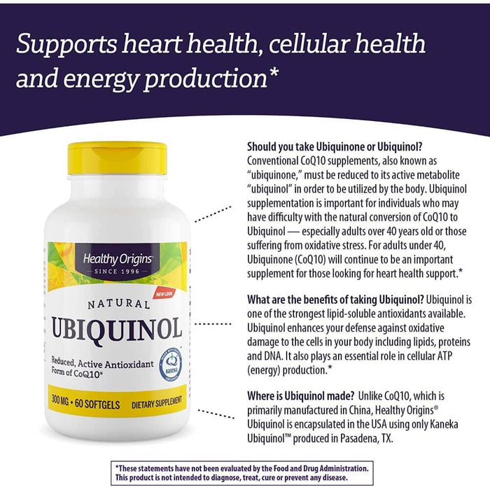 Healthy Origins Ubiquinol 300mg 60 Softgels | Premium Supplements at MYSUPPLEMENTSHOP