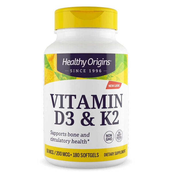 Healthy Origins Vitamin D3 &amp; K2 50mcg/200mcg 180 Softgels | Premium Supplements at MYSUPPLEMENTSHOP