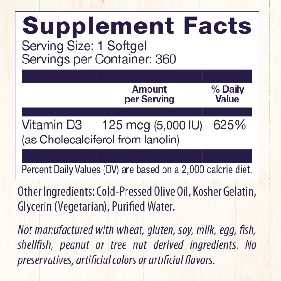 Healthy Origins Vitamin D3 5,000iu 360 Softgels - Immune Support at MySupplementShop by Healthy Origins