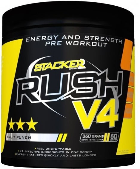 Stacker2 Europe Rush V4, Fruit Punch - 360 grams | High-Quality Pre & Post Workout | MySupplementShop.co.uk