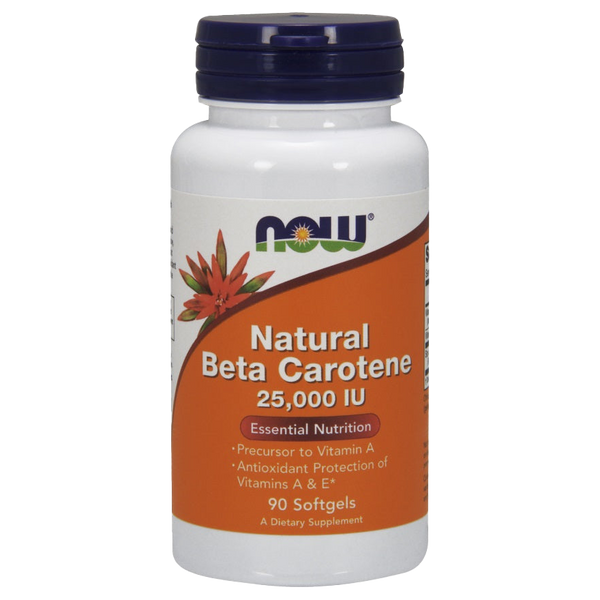 NOW Foods Beta Carotene Natural, 25 000 IU - 90 softgels - Health and Wellbeing at MySupplementShop by NOW Foods