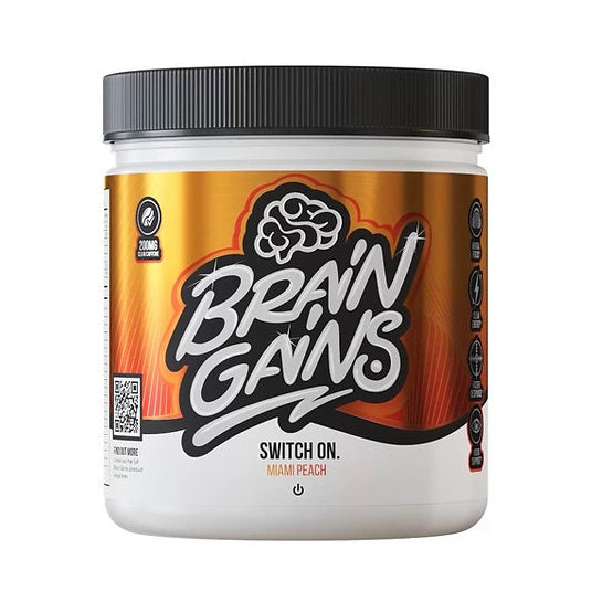 Brain Gains Switch On Miami Peach 225g - Health and Wellbeing at MySupplementShop by Brain Gains