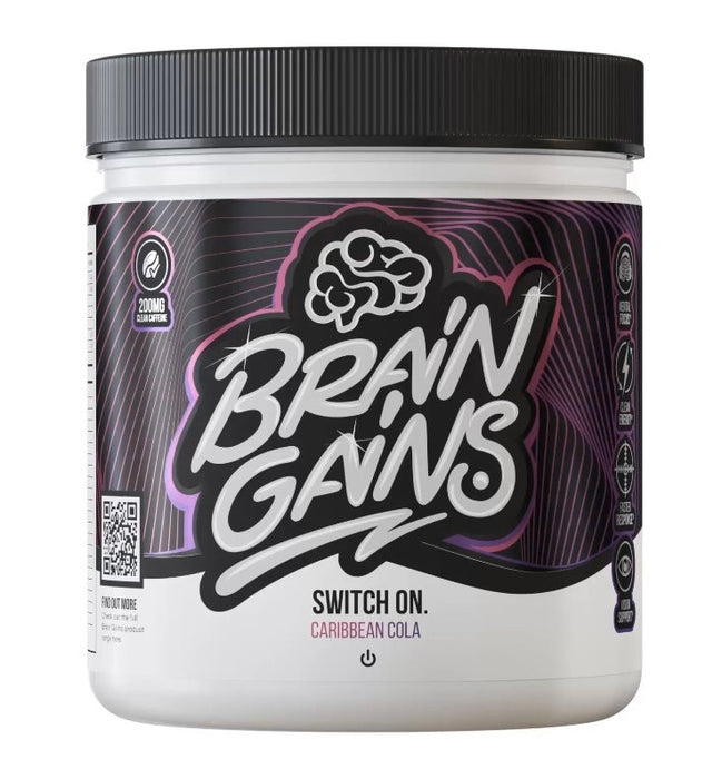 Brain Gains Switch On Caribbean Cola 225g - Health and Wellbeing at MySupplementShop by Brain Gains