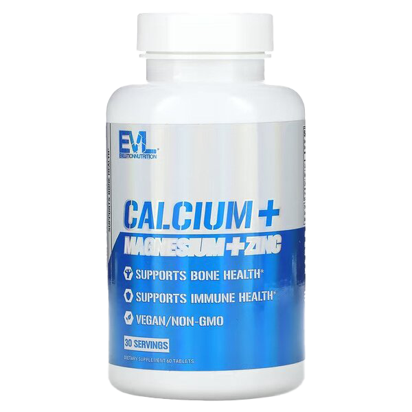 EVLution Nutrition Calcium + Magnesium + Zinc - 60 tablets