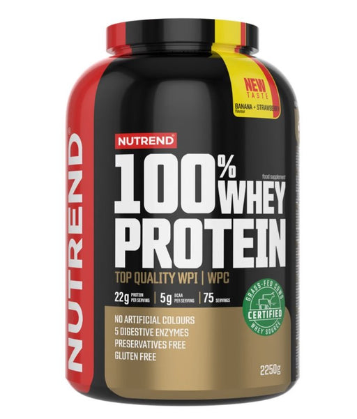 Nutrend 100% Whey Protein, Banana + Strawberry - 2250g Best Value Sports Supplements at MYSUPPLEMENTSHOP.co.uk