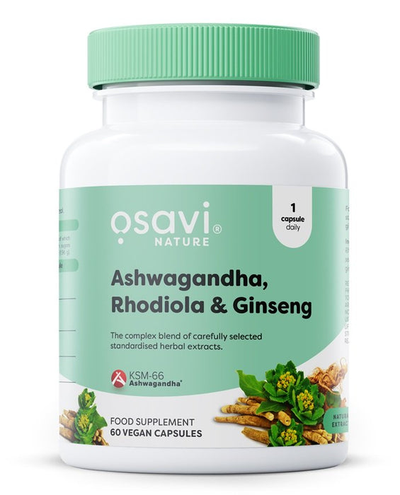 Ashwagandha + Rhodiola & Ginseng - 60 vegan capsules - Default Title - Health and Wellbeing at MySupplementShop by Osavi