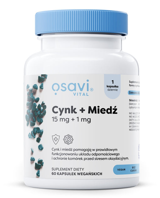 Osavi Cynk + Miedź 60 vegan caps - 15mg + 1mg - Sports Nutrition at MySupplementShop by Osavi