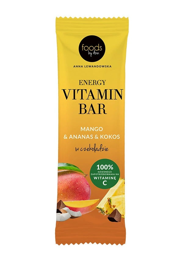 Energy Vitamin Bar, Mango & Pineapple & Cocoa with Chocolate Coating - 15 x 35g