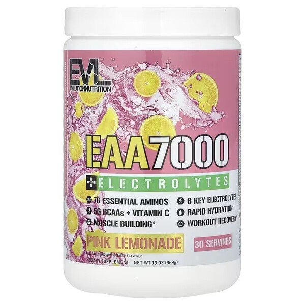 EVLution Nutrition EAA 7000 + Electrolytes 369g - Pink Lemonade - Amino Acids and BCAAs at MySupplementShop by EVLution Nutrition