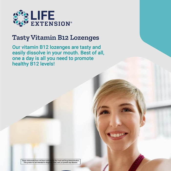 Life Extension Vitamin B12 Methylcobalamin 5 mg 60 Vegetarian Lozenges | Premium Supplements at MYSUPPLEMENTSHOP