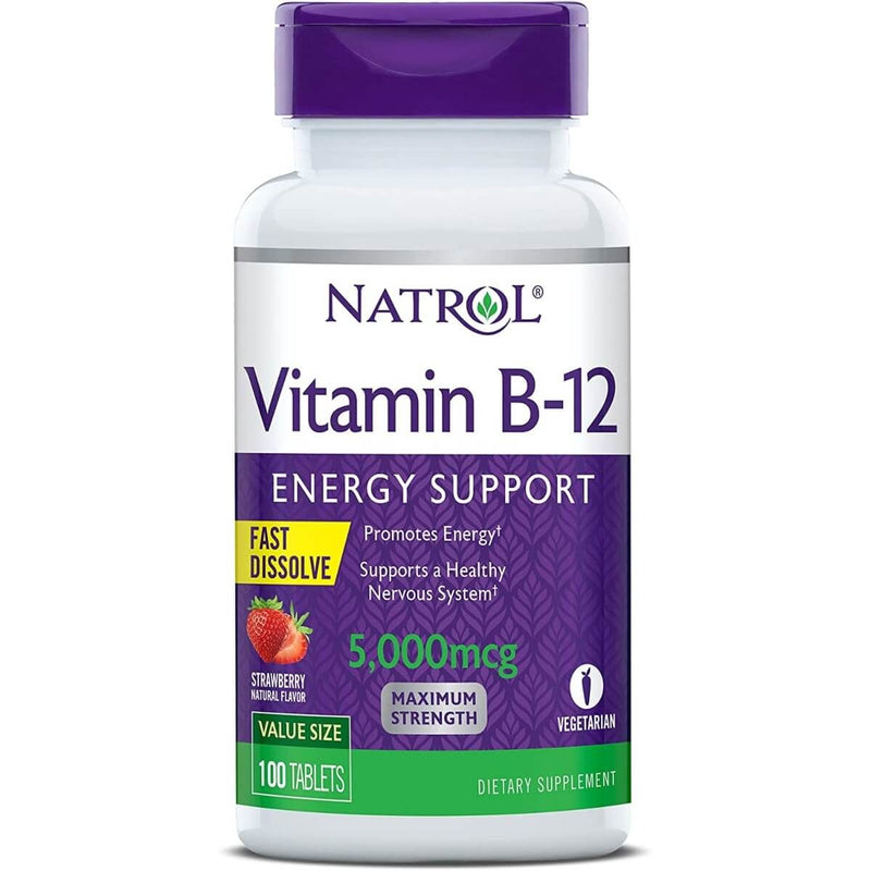 Natrol Vitamin B-12 5,000mcg 100 Strawberry Tablets | Premium Supplements at MYSUPPLEMENTSHOP