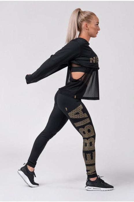 Nebbia Gold NEBBIA print leggings 827 Black - XS - Leggings at MySupplementShop by Nebbia