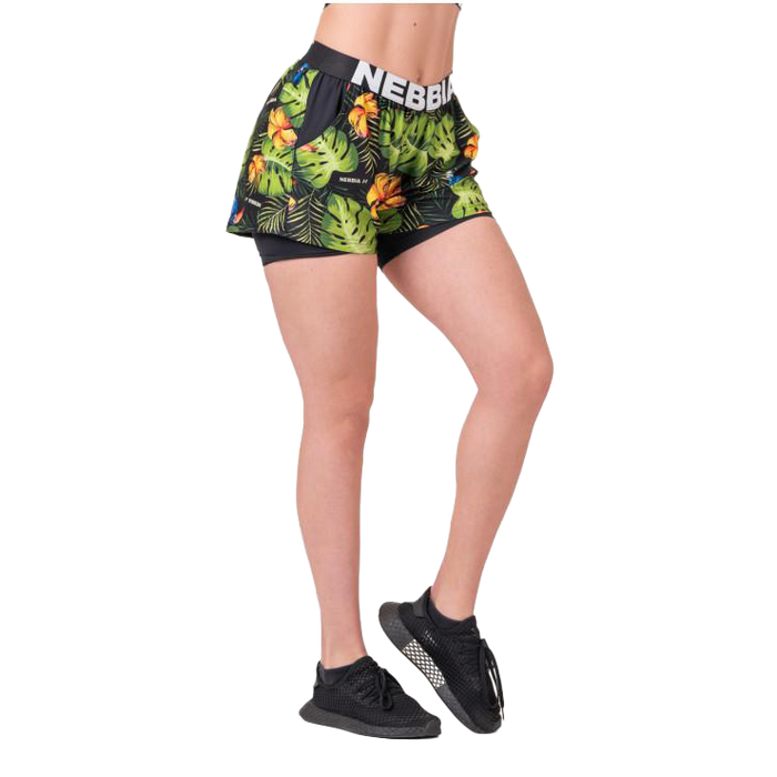 Nebbia High-Energy Double Layer Shorts 563 - Jungle Green