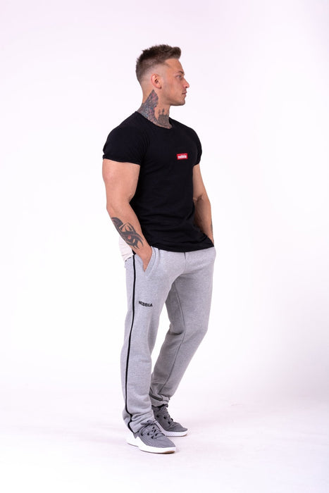 Nebbia Side Stripe Retro Joggers 154 - Grey - Joggers at MySupplementShop by Nebbia