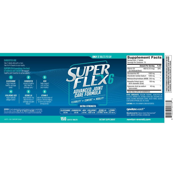 Newton Everett SUPERFLEX-6 Advanced Glucosamine Joint Care Complex 150 Tablets | Premium Supplements at MYSUPPLEMENTSHOP