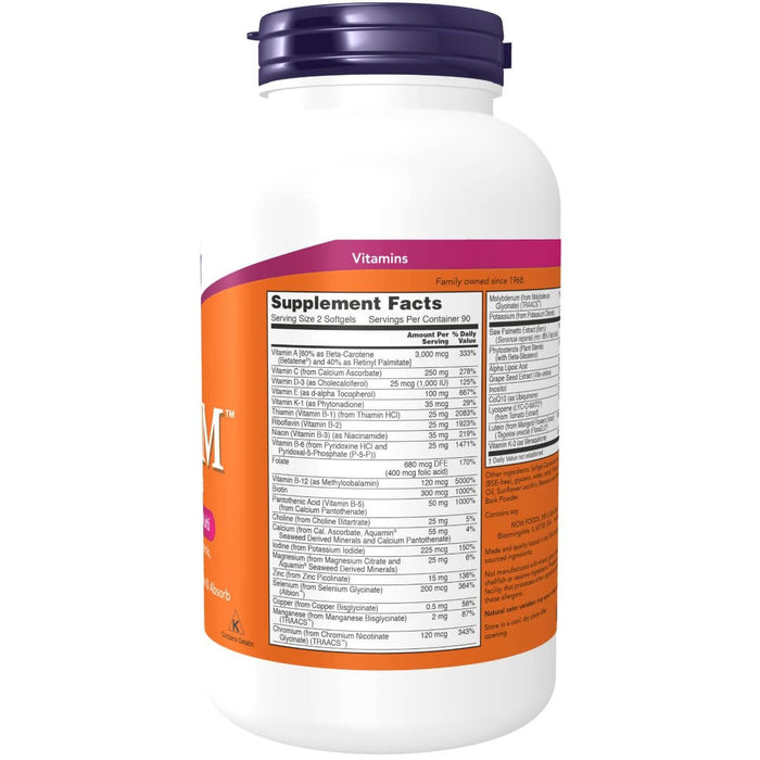 NOW Foods ADAM Men's Multivitamin 180 Softgels | Premium Supplements at MYSUPPLEMENTSHOP