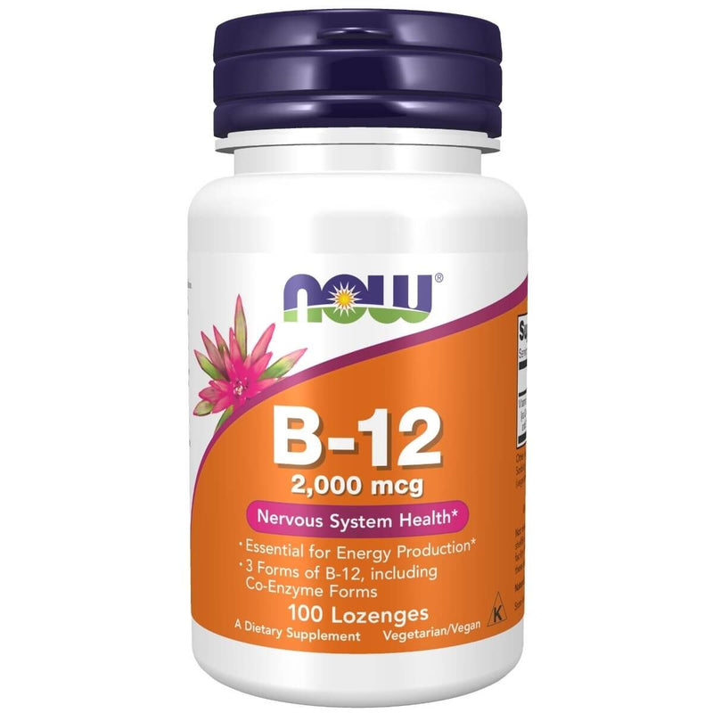 NOW Foods B-12 2,000 mcg 100 Lozenges | Premium Supplements at MYSUPPLEMENTSHOP