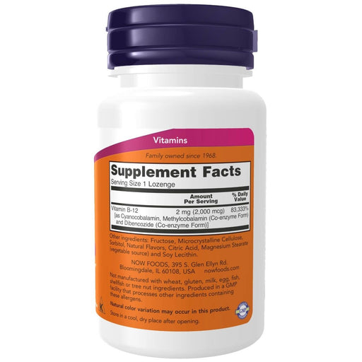 NOW Foods B-12 2,000 mcg 100 Lozenges | Premium Supplements at MYSUPPLEMENTSHOP