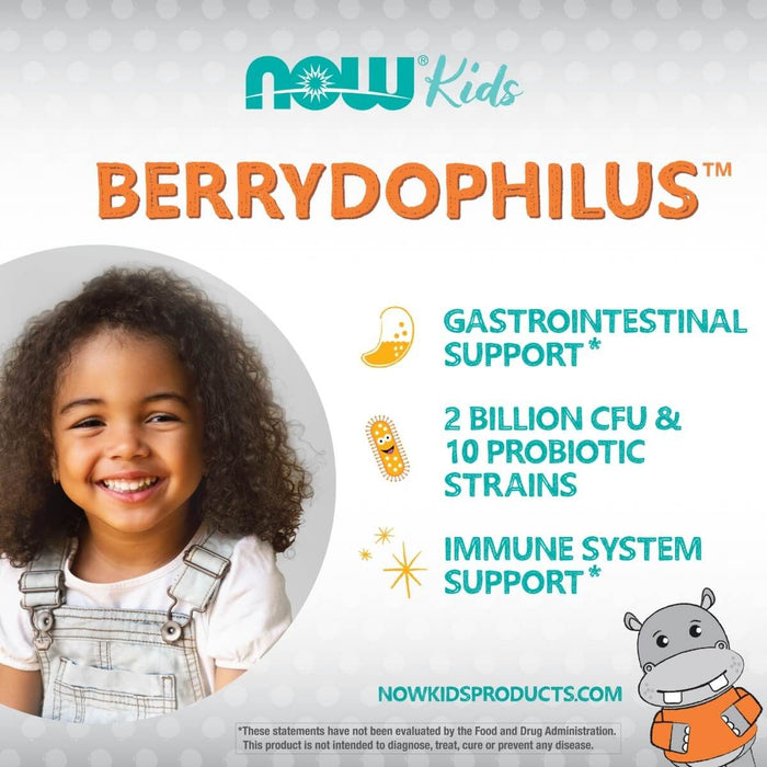 NOW Foods BerryDophilus 60 Berry Flavoured Chewables | Premium Supplements at MYSUPPLEMENTSHOP