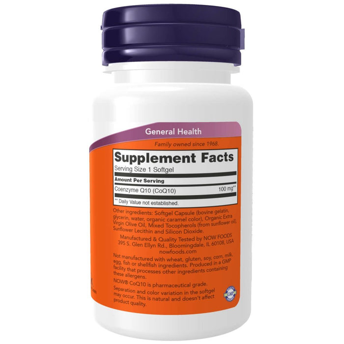 NOW Foods CoQ10 100 mg 50 Softgels | Premium Supplements at MYSUPPLEMENTSHOP