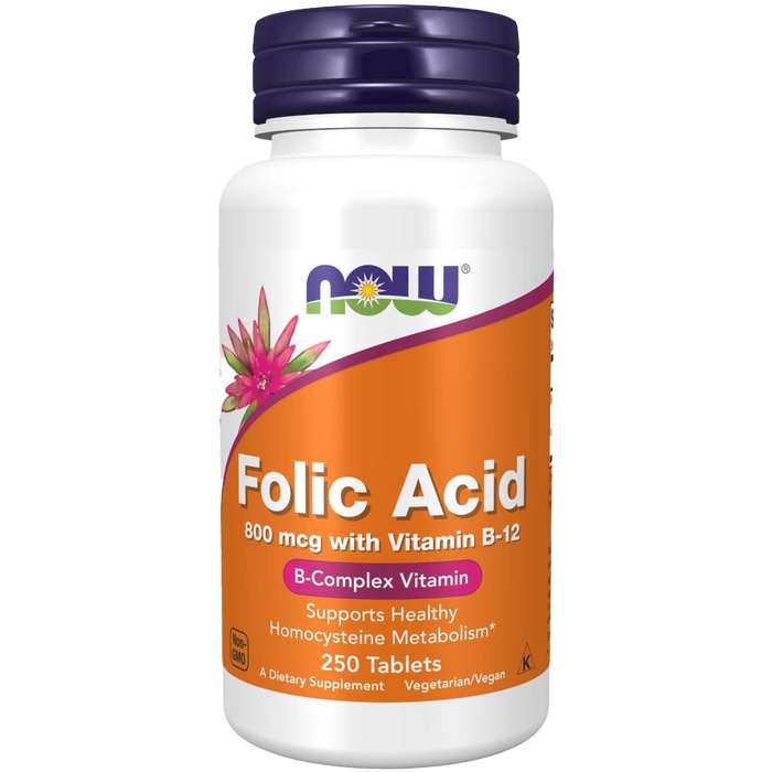 NOW Foods Folic Acid 800 mcg + B-12 25 mcg 250 Tablets