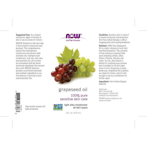 NOW Foods Grapeseed Oil 16oz (473ml) - Health and Wellbeing at MySupplementShop by NOW Foods