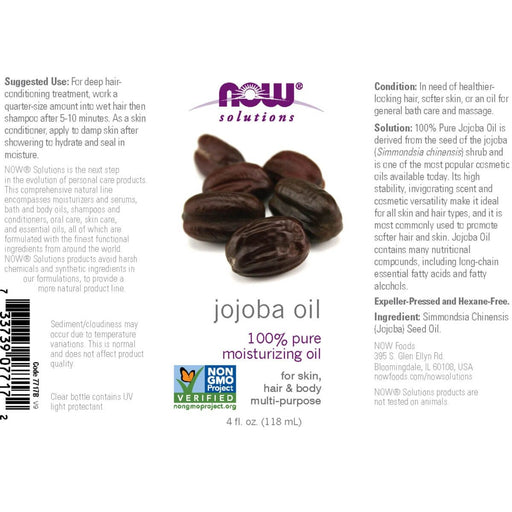 NOW Foods Jojoba Oil 100% Pure Moisturizing 4oz | Premium Supplements at MYSUPPLEMENTSHOP