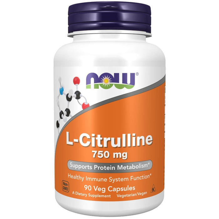 NOW Foods L-Citrulline 750 mg 90 Veg Capsules - Amino Acids and BCAAs at MySupplementShop by NOW Foods