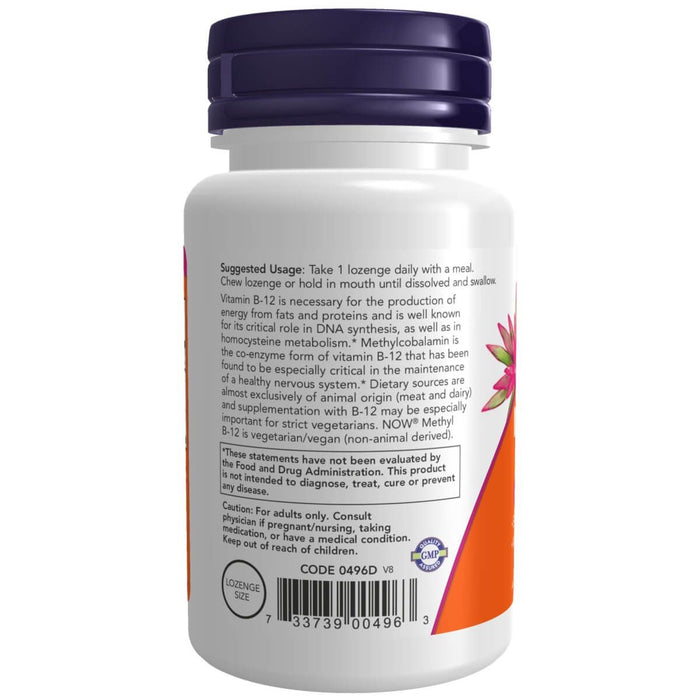 NOW Foods Methyl B-12 (Methylcobalamin) 5,000 mcg 60 Lozenges | Premium Supplements at MYSUPPLEMENTSHOP