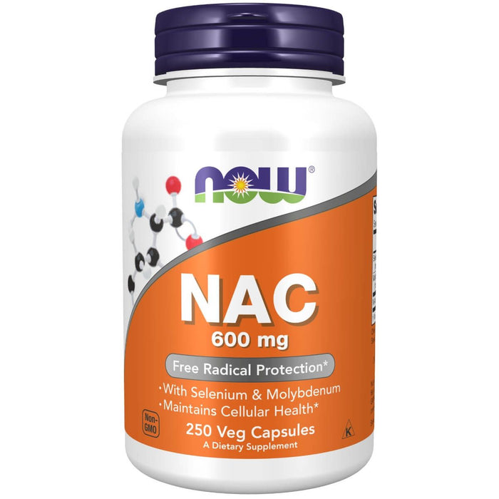 NOW Foods NAC-Acetyl Cysteine 600mg 250 Veggie Capsules - Amino Acids and BCAAs at MySupplementShop by NOW Foods