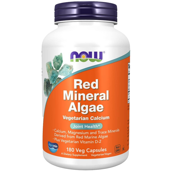 NOW Foods Red Mineral Algae Plus Vitamin D-2 180 Veg Capsules