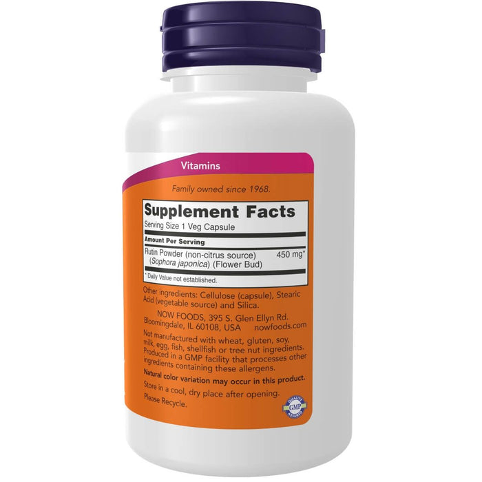 NOW Foods Rutin 450 mg 100 Veg Capsules | Premium Supplements at MYSUPPLEMENTSHOP