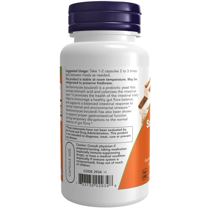 NOW Foods Saccharomyces Boulardii 5 Billion CFU Probiotic 60 Veg Capsules | Premium Supplements at MYSUPPLEMENTSHOP