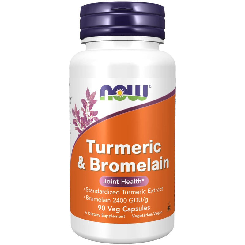 NOW Foods Turmeric &amp; Bromelain 90 Veg Capsules | Premium Supplements at MYSUPPLEMENTSHOP