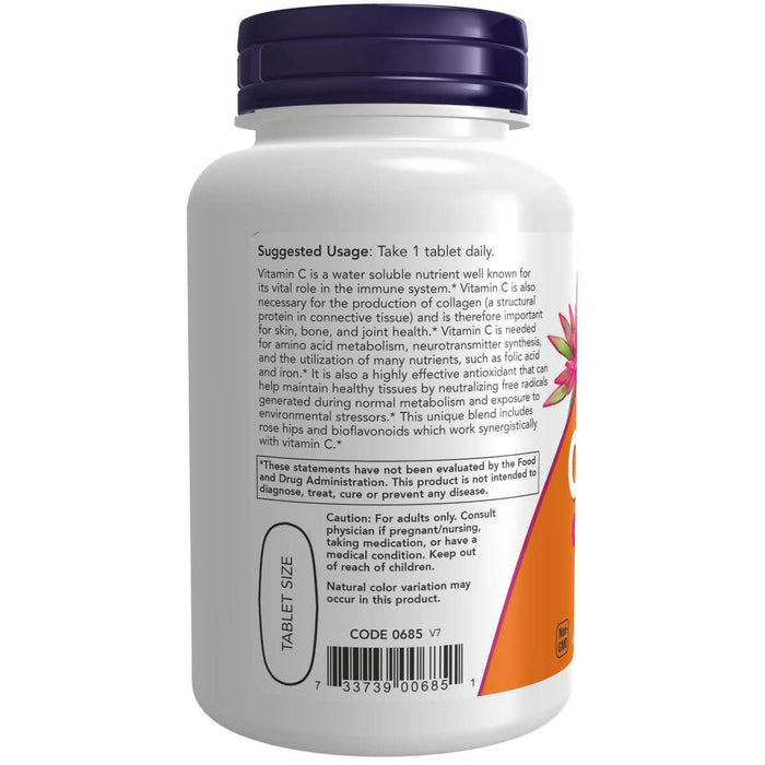 NOW Foods Vitamin C-1,000 with Rose Hips & Bioflavonoids 100 Tablets - Vitamins & Minerals at MySupplementShop by NOW Foods