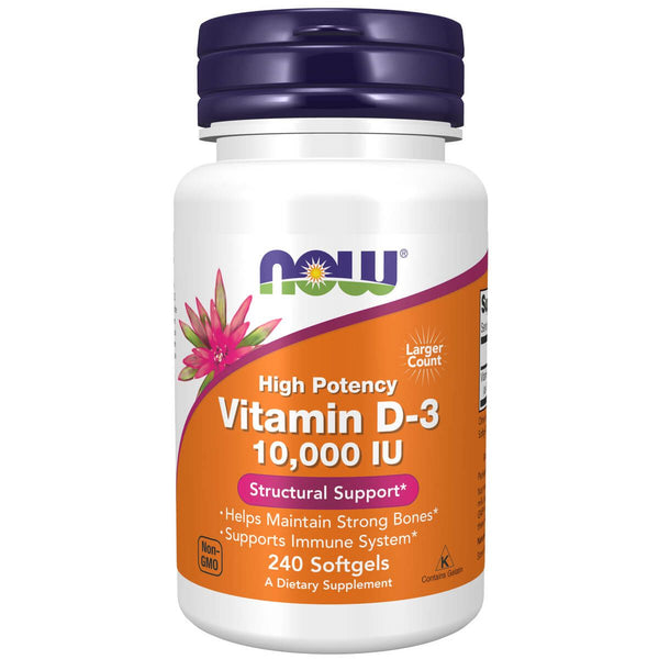 NOW Foods Vitamin D-3 10,000 IU 240 Softgels - Sports Nutrition at MySupplementShop by NOW Foods