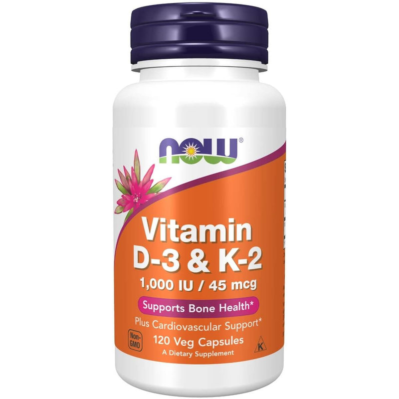 NOW Foods Vitamin D-3 &amp; K-2, 1,000 IU/45 mcg 120 Veg Capsules | Premium Supplements at MYSUPPLEMENTSHOP