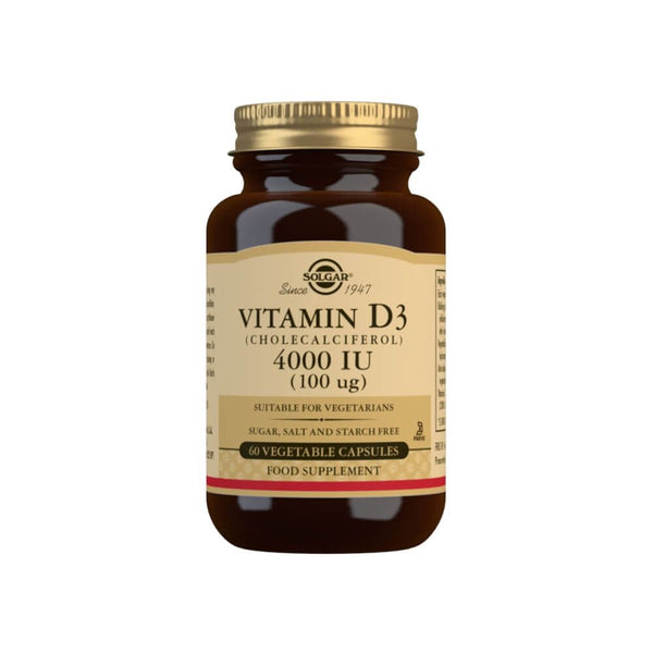 Solgar Vitamin D3 (Cholecalciferol) 4000 IU (100 µg) Vegetable Capsules Pack of 60 - Immune Support at MySupplementShop by Solgar