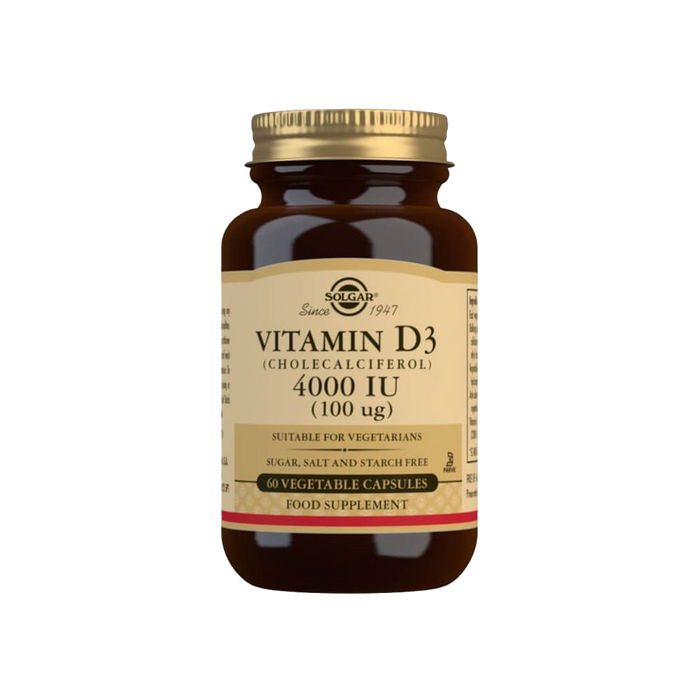 Solgar Vitamin D3 (Cholecalciferol) 4000 IU (100 µg) Vegetable Capsules Pack of 60