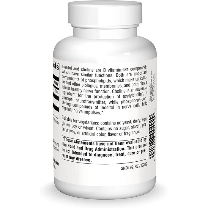 Source Naturals Inositol &amp; Choline 800mg 100 Tablets | Premium Supplements at MYSUPPLEMENTSHOP
