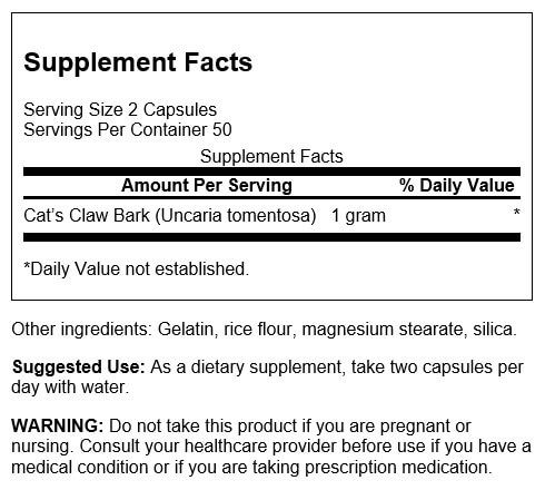 Swanson Full Spectrum Cat's Claw 500mg 100 Capsules at MySupplementShop.co.uk