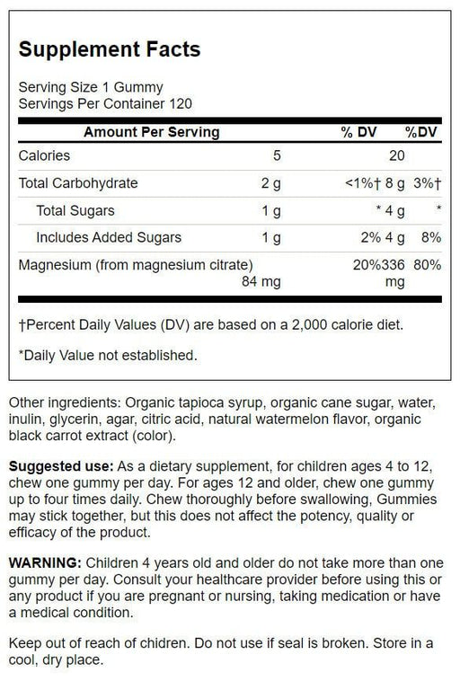 Swanson Magnesium Citrate Gummies, Watermelon Flavoured 84mg 120 Gummies - Heart Health at MySupplementShop by Swanson