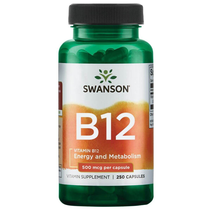 Swanson Vitamin B12 500mcg 250 Capsules - Energy & Vitality at MySupplementShop by Swanson