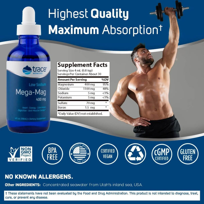 Trace Minerals Mega-Mag 400mg 4 fl oz (118 ml) | Premium Supplements at MYSUPPLEMENTSHOP