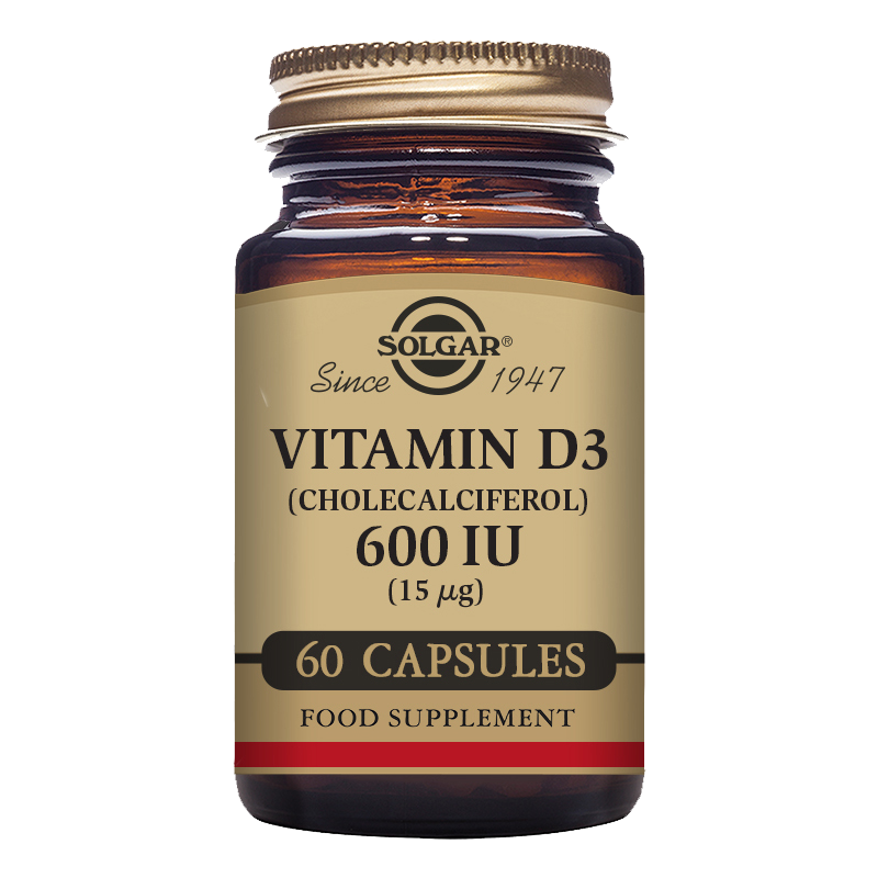Solgar Vitamin D3 (Cholecalciferol) 600 IU (15 µg) Vegetable Capsules 60 Tabs